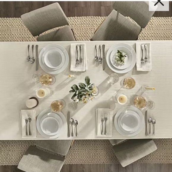 Fieldcrest Luxury Cotton Linen Harringbone Tablecloth 60 x 84 Cream - Picture 2 of 6